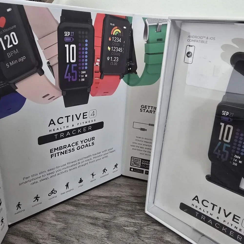 NEW iTouch Wearables Active 4 Unisex Black Watch/Fitness Tracker TC4S01-G02